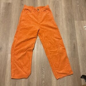 Vibrant Orange Corduroy Pants for Men